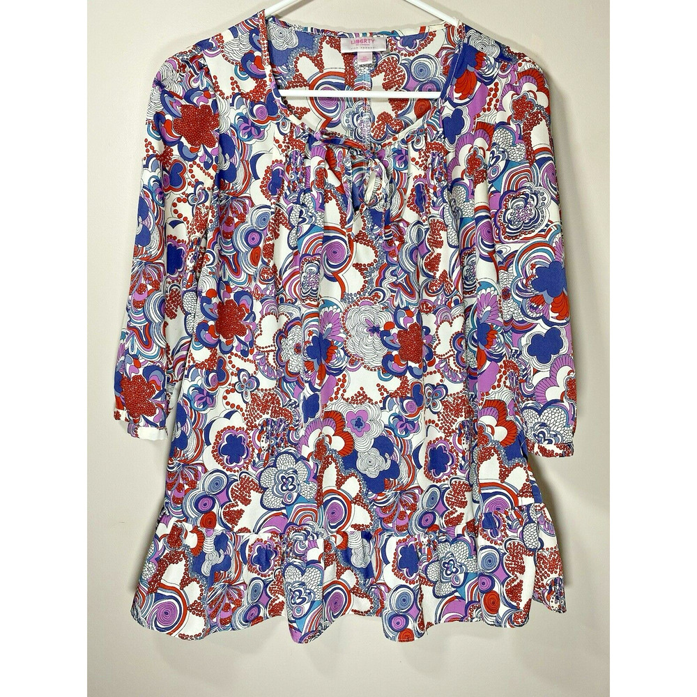 Liberty of London For Target‎ Top Purple Red Floral Peasant Blouse